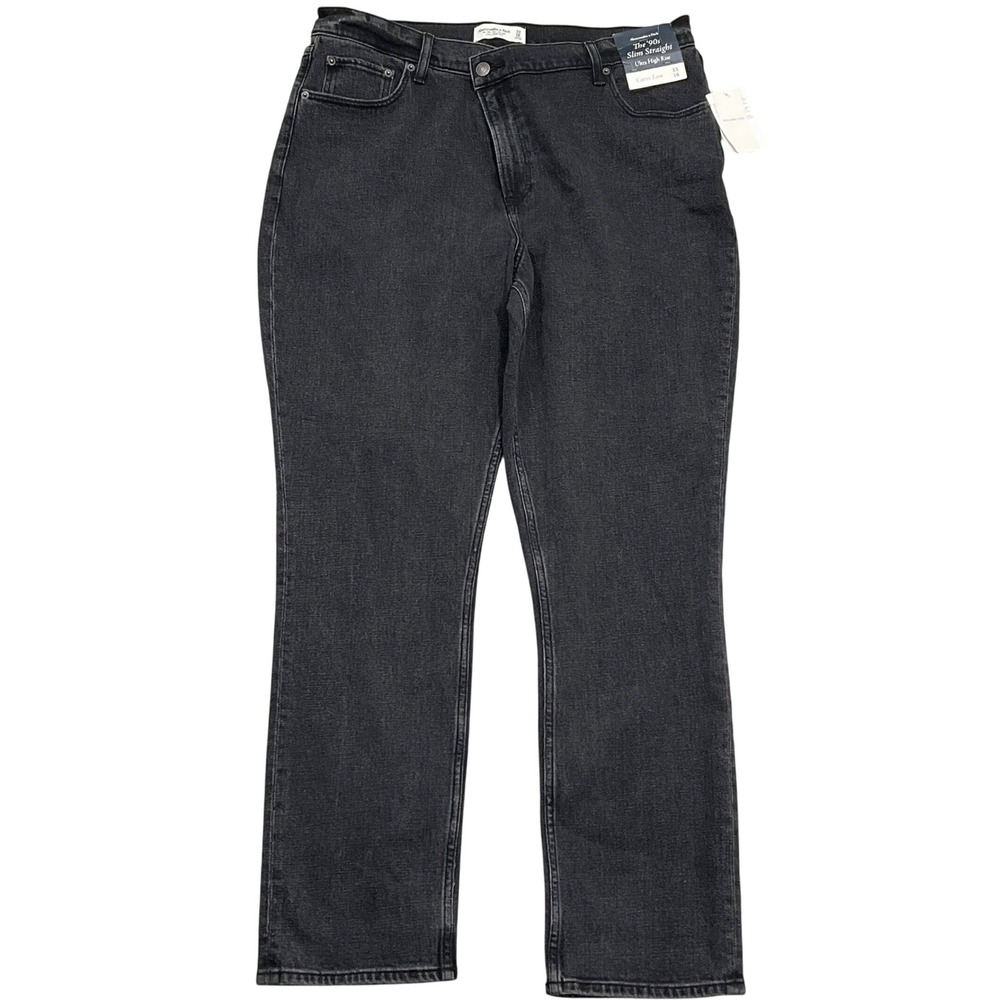 Abercrombie & Fitch Jeans Women 16/33 Black 90s Slim Straight Ultra‎ High NWT